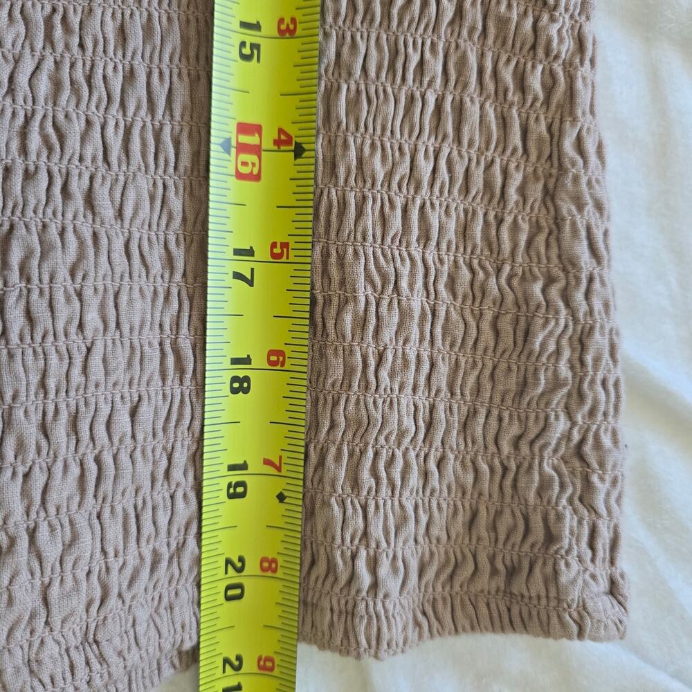 Abercrombie & Fitch Women's Smocked Cropped Top Tan Beige-XL Cotton Boho Cottage - Picture 6 of 6